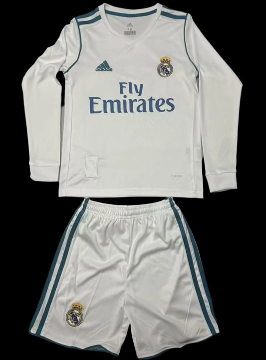 Real Madrid 17/18 White Home Retro  Long Sleeve (KIDS)