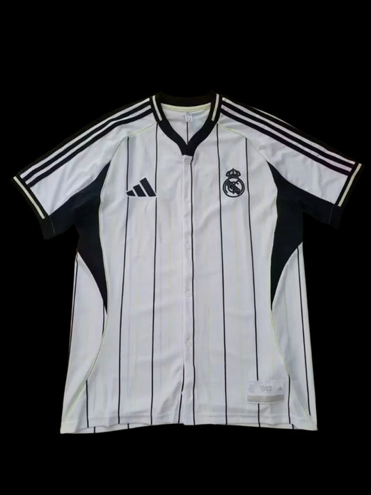 Real Madrid 2025/26 White Retro Style Baseball T